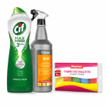 Zestaw do czyszczenia kuchni Cif Max Power + Clinex Grill + gąbki Master